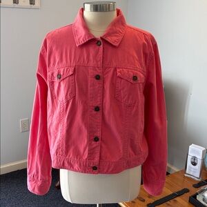Pink Button-Up Denim Jacket